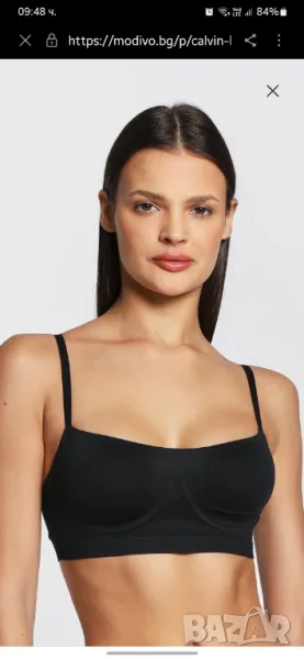 Черен сутиен Calvin Klein Без банели. М, снимка 1