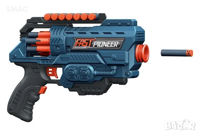 Картечница със синьо-оранжев Терминатор и 36 пенопластови куршума S_1231612, снимка 1