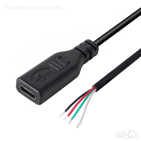 1м USB-C Кабел с женски порт, изход 4 проводника, снимка 1
