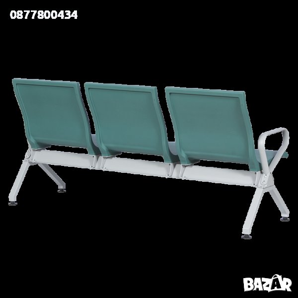 Зелена/черна полиуретанова посетителска 3-4 местна пейка за чакални-зелен,кафяв,черен полиуретан, снимка 1