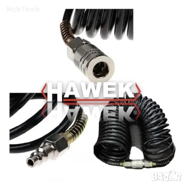 Спирален маркуч за въздух с бързи връзки 10, 15, 20 м. / 8 х 12 мм HAWEK, снимка 1