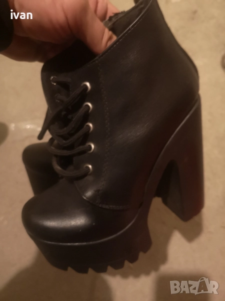 дамски обувки обувки със висок рок 36/38 номер естествена кожа, снимка 1