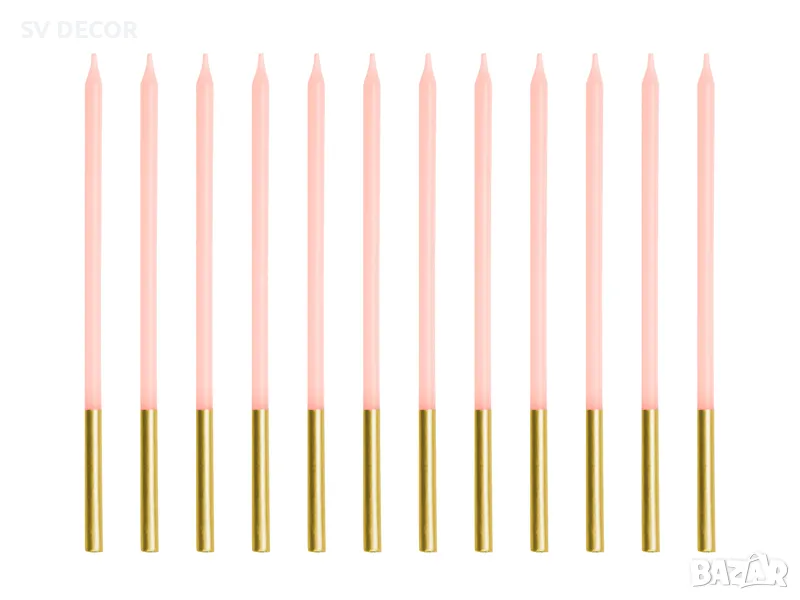 Свещи за рожден ден, светлорозови (12бр./оп), снимка 1
