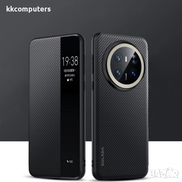 Калъф SULADA Kevlar за Huawei Mate 70 – смарт капак с прозорец, кожена текстура и магнитна функция, , снимка 1