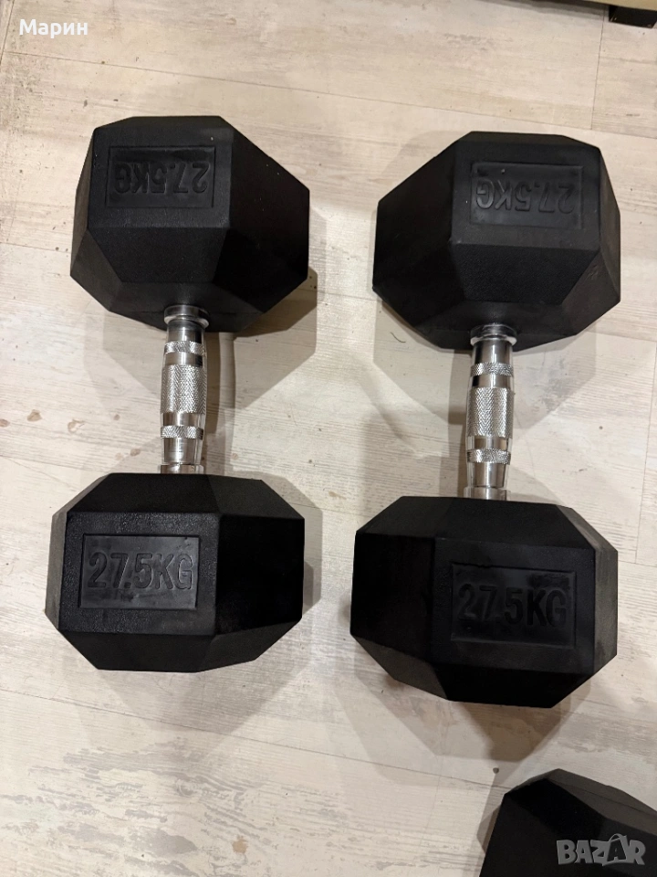 Хексагонални дъмбели 2 х27,5 кг, снимка 1