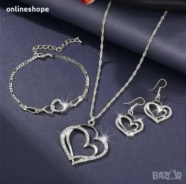 Комплект бижута - позлатено с 14к златно покритие - колие обеци гривна, снимка 1