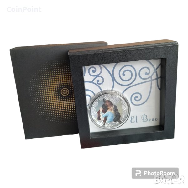 Сребърна монета El Beso by Francesco Hayez 1000 Francs Cameroon 2022, снимка 1