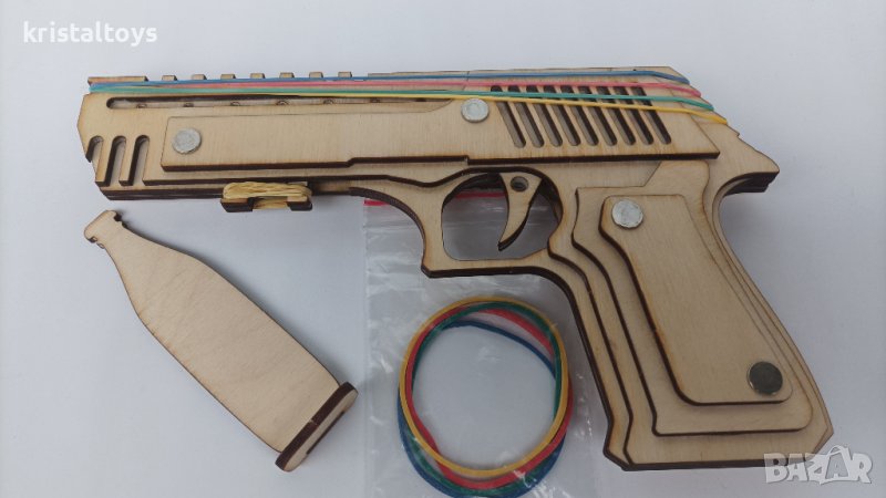 Дървен пистолет голям с мишена, снимка 1