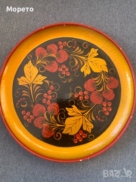 Хохлома-Красива ръчно рисувана чиния-СССР-2, снимка 1