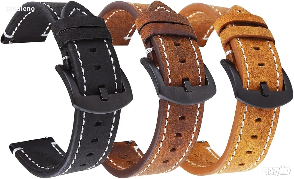 GL01 Кожена каишка за Apple Samsung Galaxy Watch Huawei Xiaomi Garmin, снимка 1