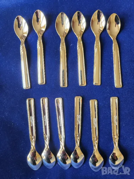 лъжички 12 броя ,малки за кафе, позлатени, производство Япония, нови, дължина 9 см ( 15 лв общо), снимка 1