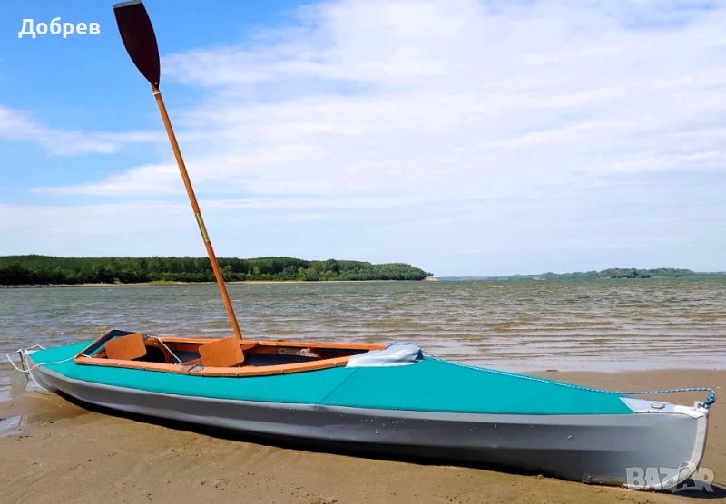 Туристически каяк Kolibri двуместен, зелен, с 2 гребла. Разглобяем. НОВ, снимка 1