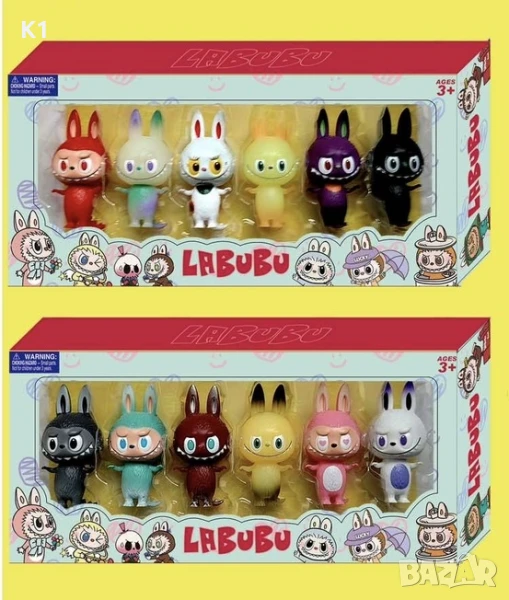 Голям комплект 6 броя фигурки Лабубу, фигури за игра Labubu, снимка 1