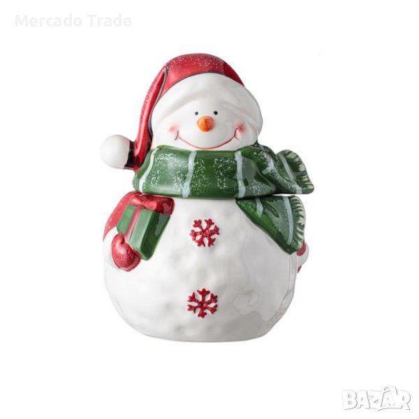Коледна кутия за бисквитки Mercado Trade, Керамика, Снежен човек, снимка 1
