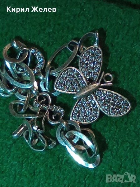 КРАСИВА НЕЖНА СРЕБЪРНА СКЪПОЦЕННА ГРИВНА с ПЕПЕРУДКА СРЕБРО 925 с ЮВЕЛИРНО ФАСЕТИРАНИ ЦИРКОНИ 34494, снимка 1