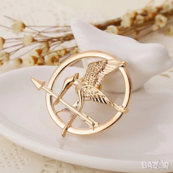 🏹 🕊️ The Hunger Games Брошка - лого на игрите на глада - сойка присмехулка, снимка 1