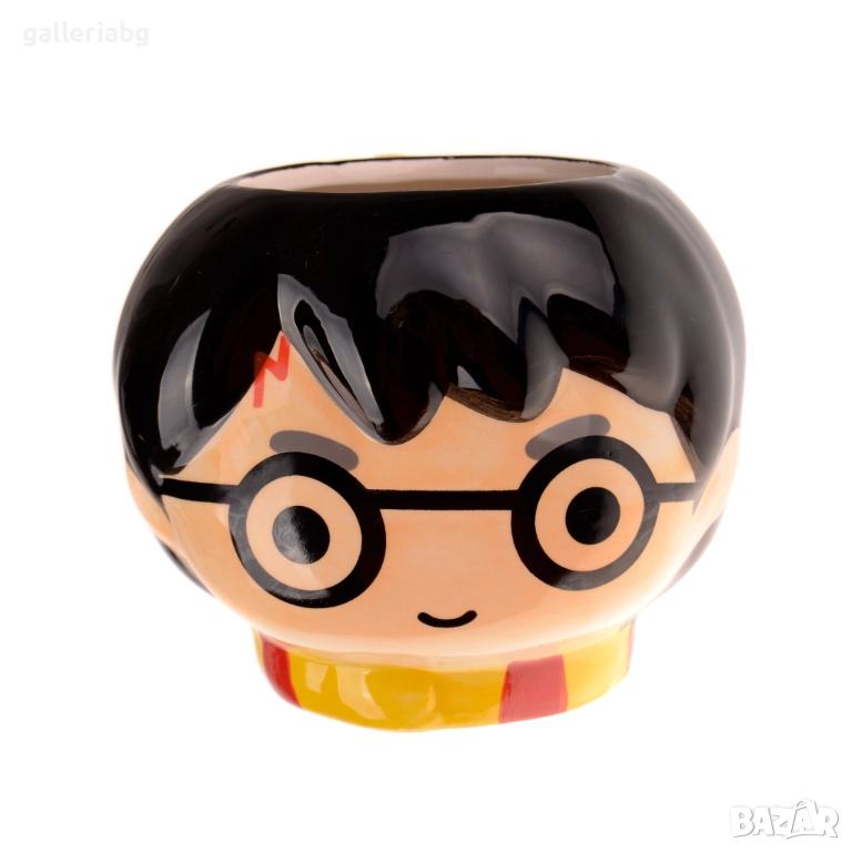 Керамична чаша Harry Potter – 3D глава на магьосник с очила и белег, 200 мл, снимка 1