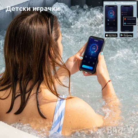 Надуваемо джакузи Intex PureSpa 239 х 188 х 71см, Greystone Bubble Deluxe, 6 места, снимка 3 - Други - 49899462