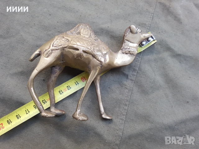Бронзова пластика статуетка камила, снимка 3 - Антикварни и старинни предмети - 52661565