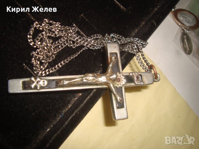 МНОГО СТАР ЙЕРУСАЛИМСКИ КРЪСТ НАГРЪДНО РАЗПЯТИЕ ПОСРЕБРЕНО РЯДКО със СТОМАНЕНА ВЕРИЖКА 21128 , снимка 12 - Антикварни и старинни предмети - 32689668