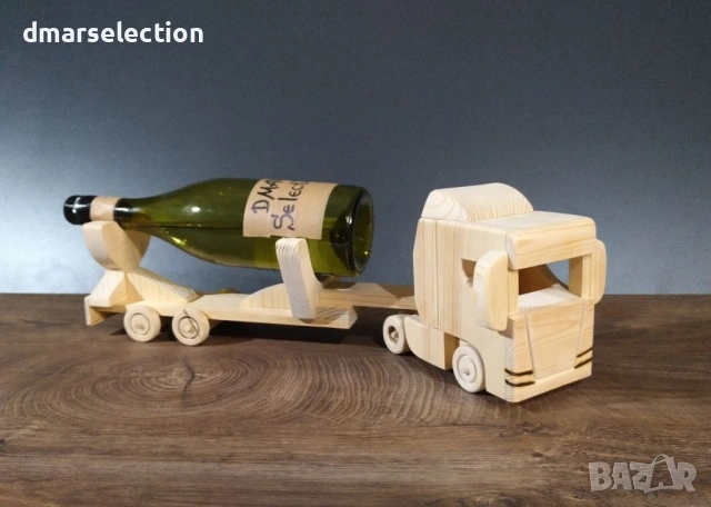 Декоративен дървен камион с ремарке - поставка за бутилка DMAR 319M4, снимка 4 - Колекции - 53591652