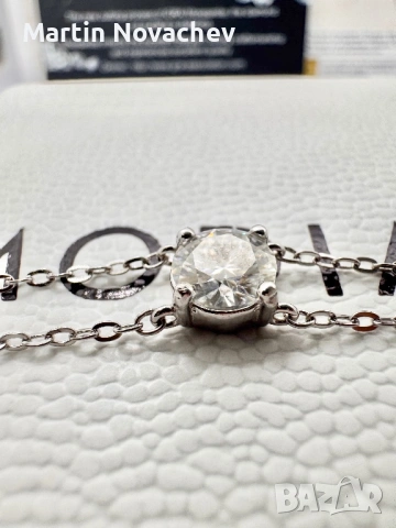 Сребърна гривна с мойсанит (Диамант) 1 карат, снимка 9 - Гривни - 53503039