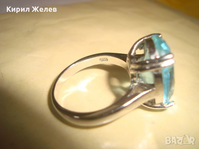 ГОЛЯМ ФАСЕТИРАН СИН ЦИРКОНИЙ КРАСИВ ФЕШЪН ПРЪСТЕН с ПЕЧАТ 925 ПОСРЕБРЕН 22292, снимка 9 - Пръстени - 33050111