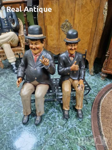 Страхотна антикварна колекционерска фигура статуетка Лоръл и Харди 