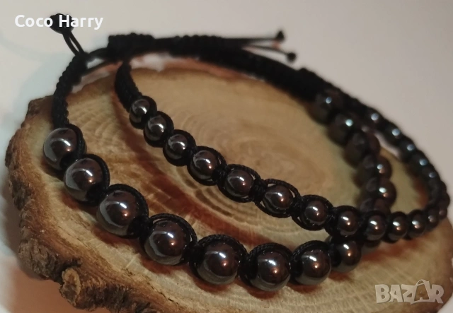 Гривни с Хематит,ръчно изработени, снимка 2 - Гривни - 53011411