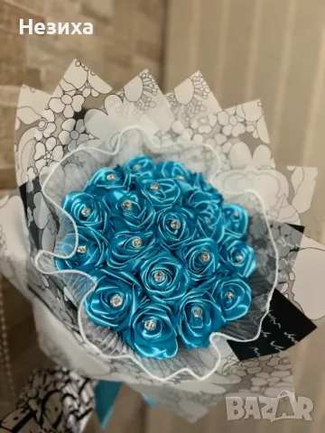 Букети от сатенени рози , снимка 6 - Изкуствени цветя - 50232521