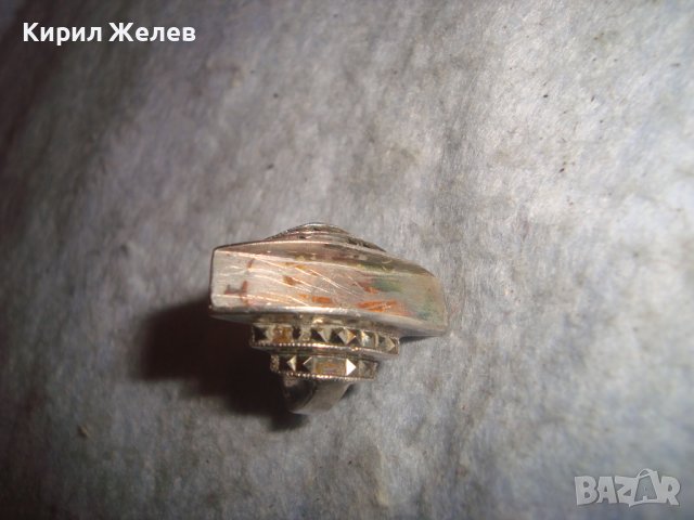 СТАР СРЕБЪРЕН АРТ ПРЪСТЕН СРЕБРО 925 с МАРКАЗИТИ 27560, снимка 10 - Пръстени - 36776617