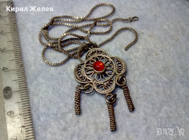 СТАРИНЕН ФИЛИГРАНЕН СРЕБЪРЕН МЕДАЛЬОН с ФИНА СРЕБЪРНА ВЕРИЖКА СРЕБРО 925 с НУЖДА от ЗАКОПЧАЛКА 26418, снимка 2 - Антикварни и старинни предмети - 49981839