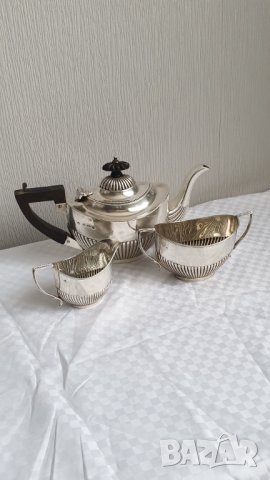 Английски сребърен сервиз за чай от 3 части -Бирмингам 1840г, снимка 8 - Антикварни и старинни предмети - 43203113