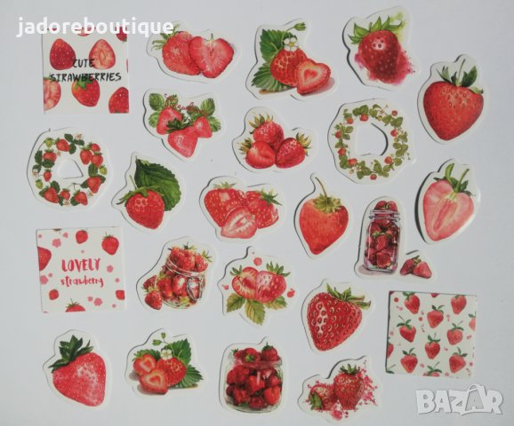 Скрапбук стикери Cute strawberries 23 бр /комплект , снимка 3 - Други - 40364454