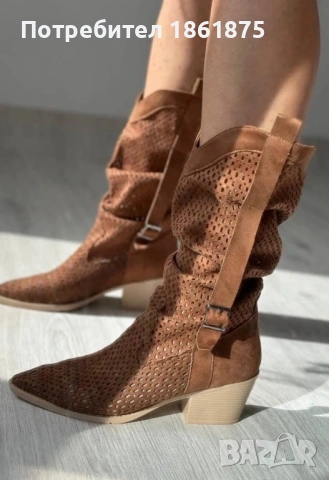 Каубойски ботуши велур, снимка 2 - Дамски ботуши - 53138953
