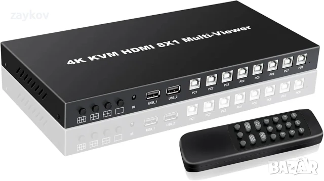 HXBER 8 входа и 1 изход, HDMI-съвместим сплитер, 4K 4K 30Hz, компютърна синхронизация