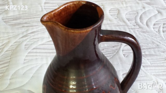 Стара ръчно изработена керамична кана/ ваза, снимка 5 - Вази - 21626626