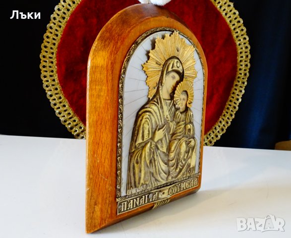 Старинна икона Св.Богородица Сумела,седеф,позлата. , снимка 8 - Икони - 34806996