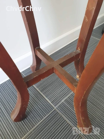 76см конзолна маса дърворезба-мрамор/дървена масичка-пиедестал-поставка за саксия, снимка 7 - Антикварни и старинни предмети - 51312062