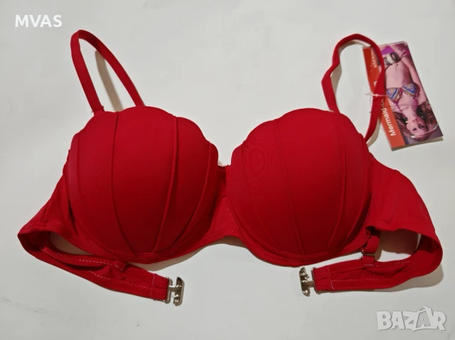 Нов червен бански горнище M размер 38 чашка мида , снимка 3 - Бански костюми - 50665723