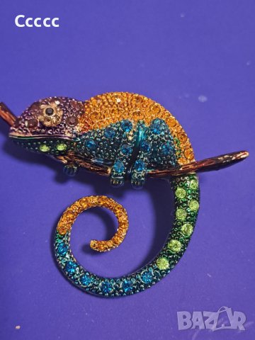 Уникална брошка хамелеон 