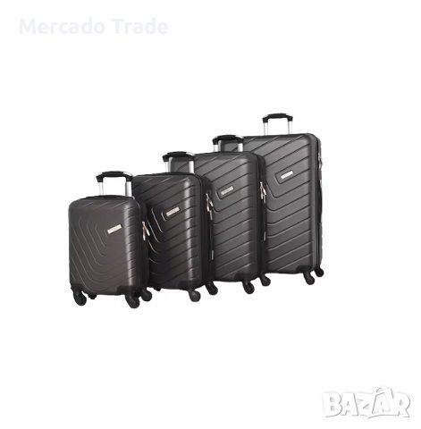 Комплект Mercado Trade, 4бр. луксозни куфари, 2052-4, ABS, Тъмно сив, снимка 1 - Куфари - 40423295