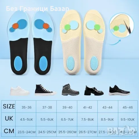 Нови Ортопедични стелки с аркова поддръжка – болка, пронатция, 43/44, снимка 7 - Други - 49683684