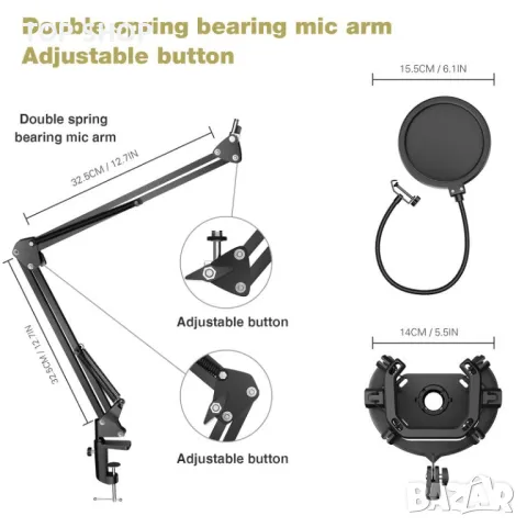 Комплект USB микрофон за поточно предаване YouTube запис подкаст 192kHz/24, снимка 3 - Микрофони - 49049699