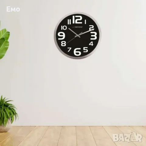 Стенен часовник  Zurich, 25см., големи цифри, кварц, черен, бял, снимка 6 - Стенни часовници - 47709508