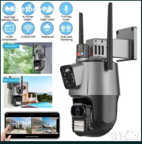 КОМПЛЕКТ + 64GB карта PTZ Двойна IP камера P-11 WIFI, ICSEE, 6MP, снимка 7 - IP камери - 49636848
