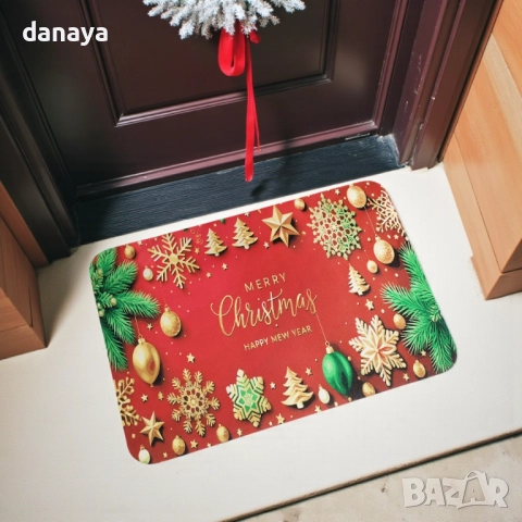 6130 Гумена коледна постелка за входна врата, 61x40cm, снимка 2 - Изтривалки - 51904119