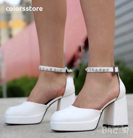 Сандали на ток - бяла кожа - VSN3 - ток 10см, снимка 2 - Сандали - 39822798