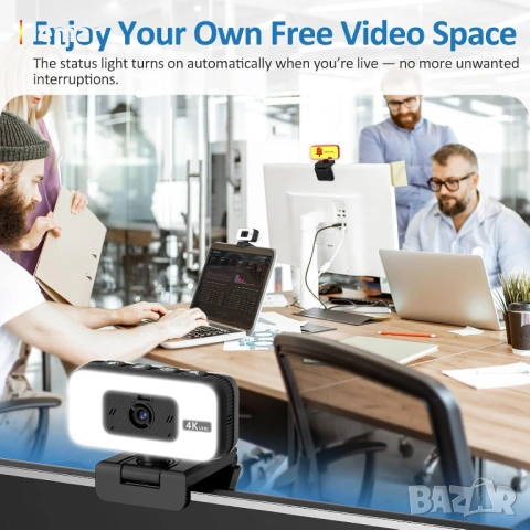 4K уеб камера за компютър и лаптоп, автофокус, 5× увеличение, статив, снимка 7 - Други - 53411876