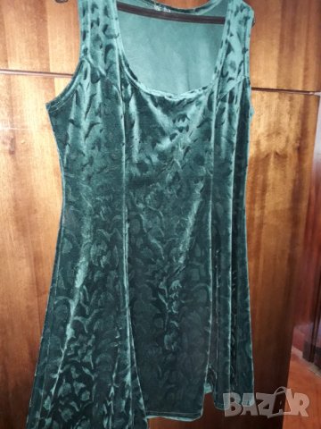 Дамски сукман рокля от кадифе тъмнозелен, снимка 6 - Рокли - 33225750